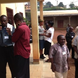 Dschang Pastors' Conference - Pastors fellowship outside the conference hall.
